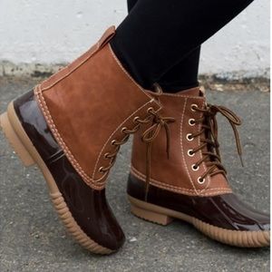 Brown & Tan Duck Boots (NWOT)